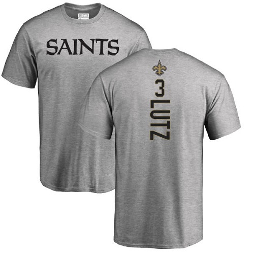 Men New Orleans Saints Ash Wil Lutz Backer NFL Football #3 T Shirt